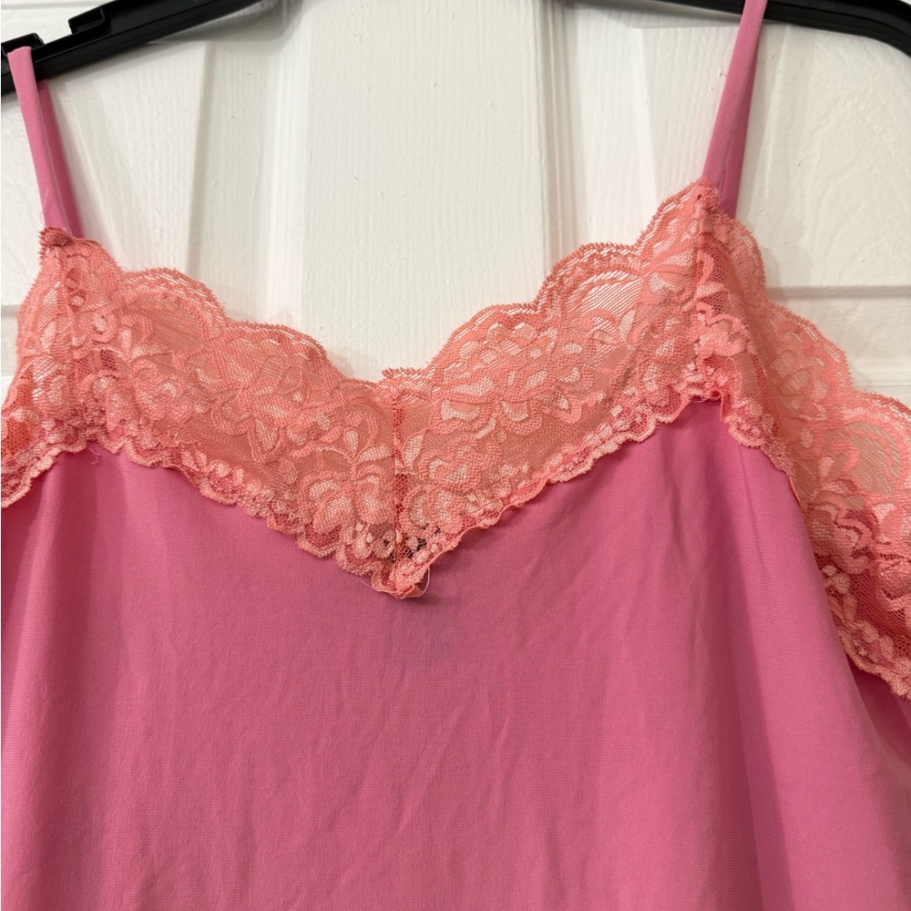 Ashley Stewart Coral and Pink Lace Chemise - Picture 2 of 4